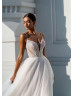 Spaghetti Straps White Glitter Lace Tulle Sexy Wedding Dress